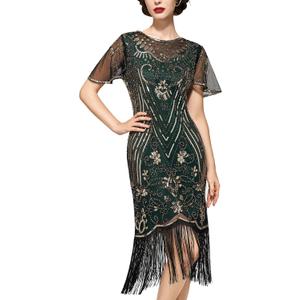 SWEETV Flapper Dresses 1920s Dresses for Women,Crew Neck Great Gatsby Dresses with Sleeve Roaring 20s Dress for Harlem Nights (Small, Green) SWEETV Flapper Dresses 1920s Dresses for Women,Crew Neck Great Gatsby Dresses with Sleeve Roaring 20s Dress for Harlem Nights (Small, Green)