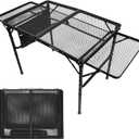 Foldable Outdoor Grill Table with Extension Boards - Support up to 88 lbs, Portable Camping Table for Beach, BBQ and RV