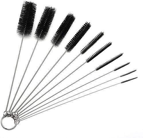 10" Long Professional Tube Cleaning Brush Set, Black, 10 Pc. Kit, Heavy Duty Deep Cleaning Brushes with Flexible Handles for Bottles, Straws, Pipes, Keyboards, Glass, Guns, and Detailing (10pk - 2mm 3mm 4mm 5mm 6mm 8mm 12mm 16mm 20mm 24mm)