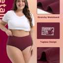 INNERSY Period Underwear for Women High Waisted Leak-Proof Postpartum Menstrual Panties 3-Pack (Rose Print, 4X-Large)