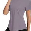 Avoogue Women UPF 50+ UV Shirts Short Sleeve Workout Sun Shirt Quick Dry Athletic Hiking Running Gym Tops Rashguard (Grey Purple, XL)