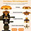 For Febco 765 3/4 Repair kit, 765 3/4in & 1/2in Model, 905-211 Bonnet Poppet Repair Kit & 905-051 Check Valve Assembly Kit & Canopy for FEBCO 765 1/2" and 3/4" Backflow Preventer & Vacuum Breaker