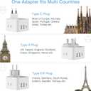 TESSAN All European UK Travel Plug Adapter Kit, International Detachable with 3 Outlet 3 USB Charger (1 USB C), Type C/G/E/F EU Ireland Power Adaptor, US to Europe Italy Spain France Greece