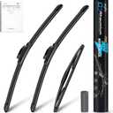 Pack of 3 Wiper Blades 16"+16"+12"; Lab Tested 500K Endurance & High/Low Temp; Optimized Pressure; Specific for Jeep Wrangler 2018-2025