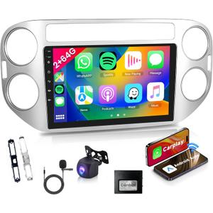 2G 64G Android Car Radio Car Stereo for VW Volkswagen Tiguan 2010 2011 2012 2013 2014 2015,Wireless Carplay Android Auto 9 Touch Screen Head Unit GPS WiFi Bluetooth Mirror Link FM RDS Backup Camera