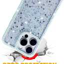 3 x for iPhone 14 Pro Max Case, Sparkly Crystal Diamonds Rhinestone Border with Shiny Glitter Sequins Phone Cover for Women Girls, Transparent TPU Bling Slim Protective Case for iPhone 14 Pro Max