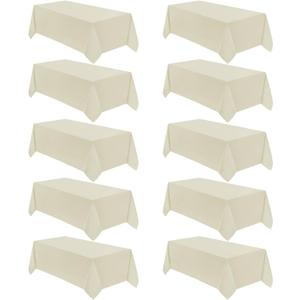 VidaFete Tablecloth 10 Pack 90 * 156inch Rectangle Table Cloth Polyester, Stain Wrinkle Resistant Polyester Dining Table Cover for Kitchen Dinning Party Wedding Rectangular Buffet Decoration(Ivory)
