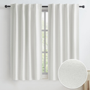 KEQIAOSUOCAI Cream White Blackout Curtains for Small Windows Short 100% Room Darkening Sound Dampening Thermal Insulated Shades Blinds for Bedroom 34 Inch Wides x 25 Inch Long 2 Pcs Back Tab