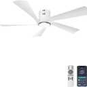 Ohniyou 52 Flush Mount Ceiling Fan with Lights, Remote & APP Control Low Profile Indoor Outdoor Ceiling Fans, Dimmable, Quiet DC Motor, Reversible, White
