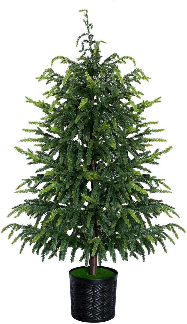 3FT Christmas Artificial Norfolk Pine Tree, Faux Potted Plants for Front Porch Christmas Indoor Outdoor Decor