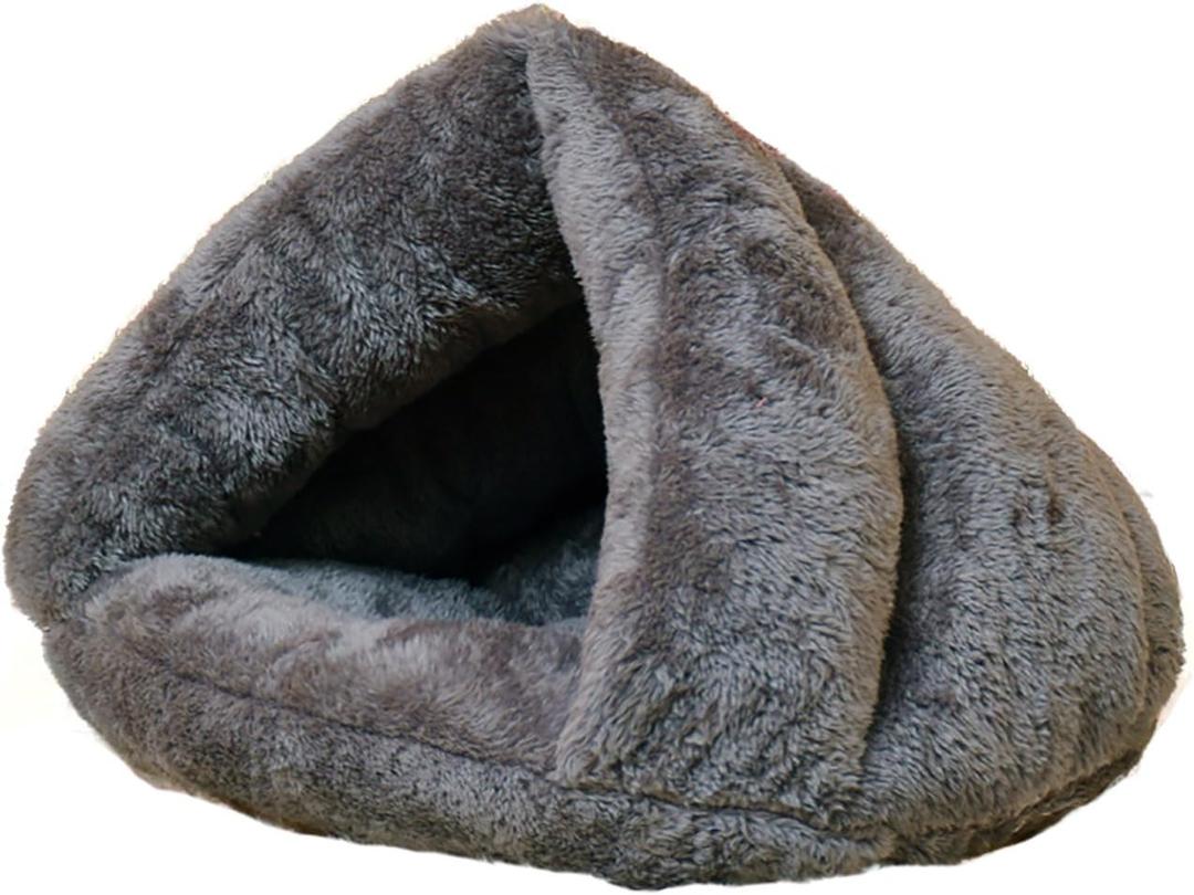 Pet Tent Cave Bed for Small Medium Puppies Kitty Dogs Cats Pets Sleeping Bag Thick Fleece Warm Soft Dog Cuddler Burrow House Hole Igloo Nest Cozy Bed for Cat Puppy (L(17.7*17.7 inch), Gray)