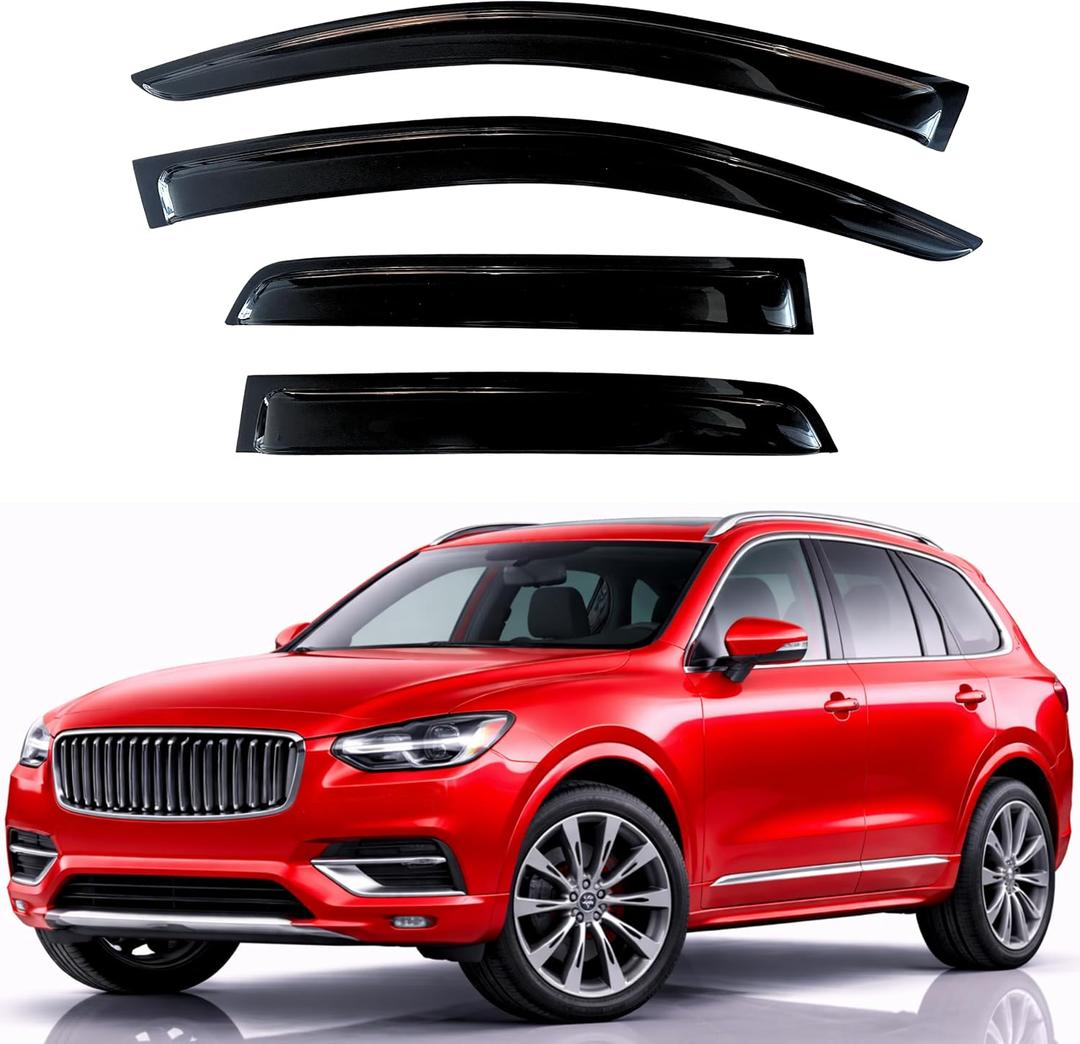 KPY Rain Guards Fit for 2016-2025 Volvo XC90, Out-Channel Window Visors Vent Wind Deflectors 4PC, Car Accessories for 16-25 Volvo XC90