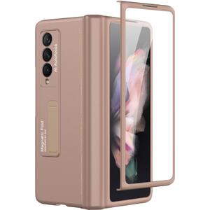 Miimall Compatible for Samsung Galaxy Z Fold 3 Case, Z Fold 3 Case with Magnetic Hinge Protection & Kickstand [Ultra-Thin] Hard PC All-Inclusive Protective Case for Galaxy Z Fold 3 2021(Mist Gold)