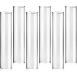 6 Pcs 2.5" W x 12" H Hurricane Candle Holder Sleeve Bottomless Glass Cylinder Candleholder Tall Candle Glass Cover Clear Open Ended Candle Wedding Decor Home Wedding Christmas Table