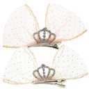 Crown Bow Hair Clips for Girls Princess Bowknot Barrettes with Lace Detail Cute Hair Accessories for Parties School and Daily Wear 4.72X2.36In