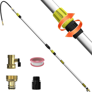 TONYINGO 24FT Reach 8-15FT Telescopic Pole Gutter Cleaning Tools from Ground, Up to 24FT Reach, Flexible Wand, Adjustable Flow for Garden, Roof Gutters, Leaves & Debris Removal