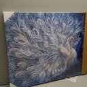 OuElegent Peacock Canvas Wall Art Blue and White Peacock Couple Painting Pictures Elegant Animal Artworks Romantic Kiss Artwork for Living Room Bedroom Wall Decor Ready to Hang 24"x48"
