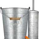 Autumn Alley Farmhouse Bathroom Trash Can and Toilet Brush Set - Rustic Bathroom Accessories for Charming Bathroom Dcor, Galvanized, Grey