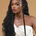 Fancy Hair 136 Lace Front Braided Wigs for Black Women 26 Inch Handmade Cornrow Curly Hair Fulani Wig with Face Framing Boho Hair Pre Plucked Glueless Lace Frontal Boho Braids Wig with Baby Hair
