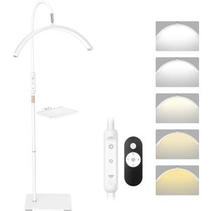 Lash Light for Eyelash Tech Led Half Moon Light Lamp for Tattoo, Lash Extensions, Nail, Beauty, for Esthetician & Artists, Adjustable Height, Dimmable Brightness, with Movable Tray, White