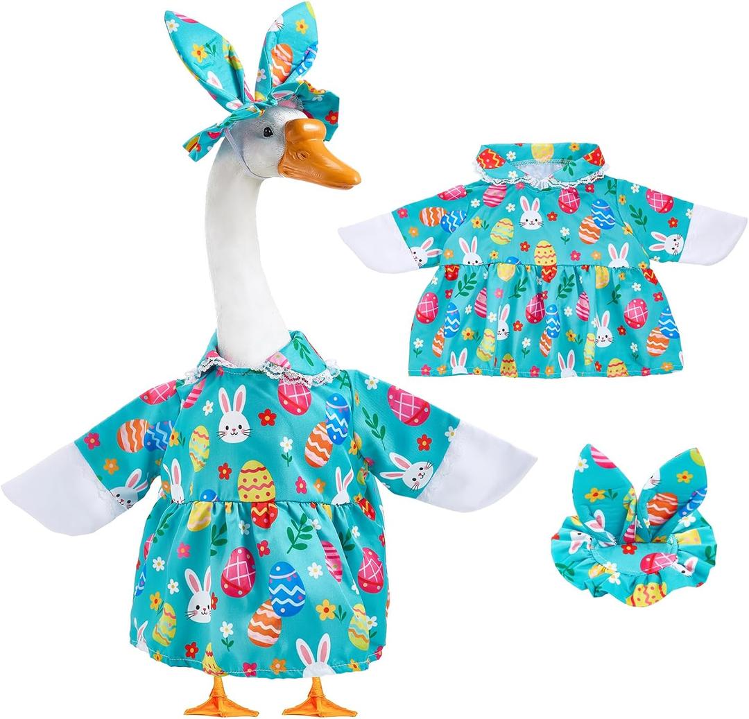 Easter Bunny Themed Cute Pattern Goose Outfit 23in High for Cement Plastic Outdoor Statue Garden Goose Costume