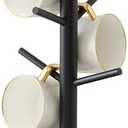 Kitsanery Mug Holder Tree, Coffee Cup Holder, Coffee Mug Tree with 6 Hooks, Home Storage Mug Hooks (Black)