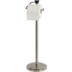 ZCCZ Toilet Paper Holder with Storage - Free Standing Tissue Dispenser - Nickel Finish - Holds up to 5 Mega Rolls - No Tools Required for Assembly - Durable and Stylish Bathroom Accessory