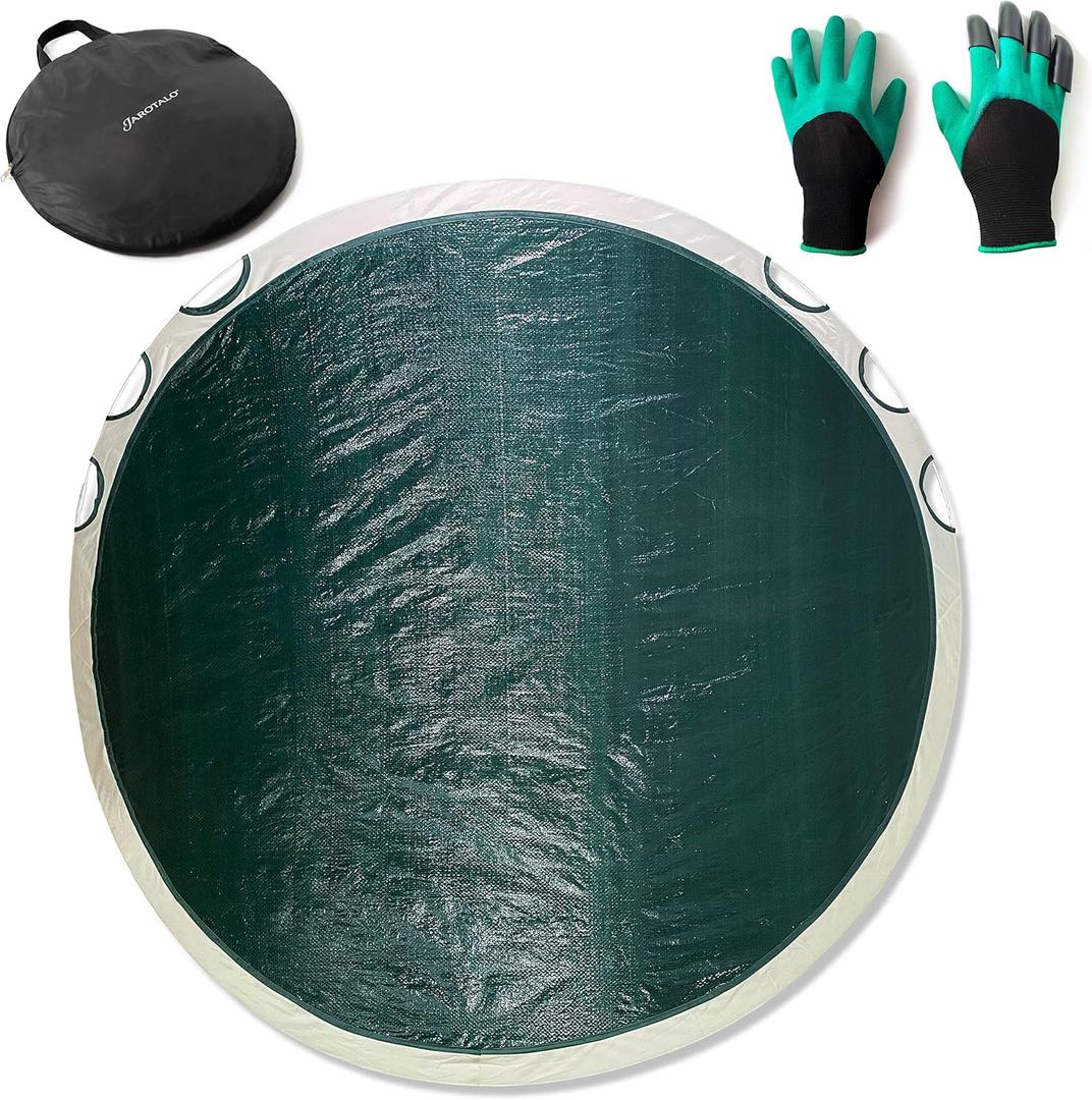 Foldable Leaf Collector -Pop-Up 360 Litre Green Polypropylene Leaf/Rubbish/Waste/grass clippings picker upper and Lawn/Yard sweeper Garden Bag holder - Complete with Garden gloves bonus