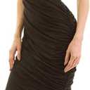 AmlieBoutik Women Sexy One Shoulder Sleeveless Bodycon Ruched Party Wedding Cocktail Dress (Black, L)