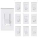 [10 Pack] Cloudy Bay 3-Way/Single Pole Dimmer Electrical Light Switch for 150W LED/CFL, 600W Incandescent/Halogen,Wall Plate Included,Pack of 10