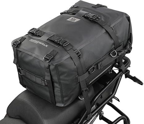 Rhinowalk Motorcycle Tail Bag Motorbike Side Bag 30L Full Waterproof Motor Saddle Pannier Bag Rear Rack Trunk Professional Motor Accessories-Black