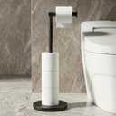 Cesun Extra Weighted Base Toilet Paper Holder Stand - SUS304 Rust Proof Free Standing Tissue Roll Holder for 4 Rolls, No Tipping, No Slipping, Matte Black