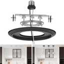 Recessed to Pendant Light Converter Kit - 6 Inch Can Light Conversion, Includes E26 Socket, Mounting Bracket, Round Ceiling Plate & 3D Black Cover, 7.8 inches x 7.8 inches x 1.5 inches