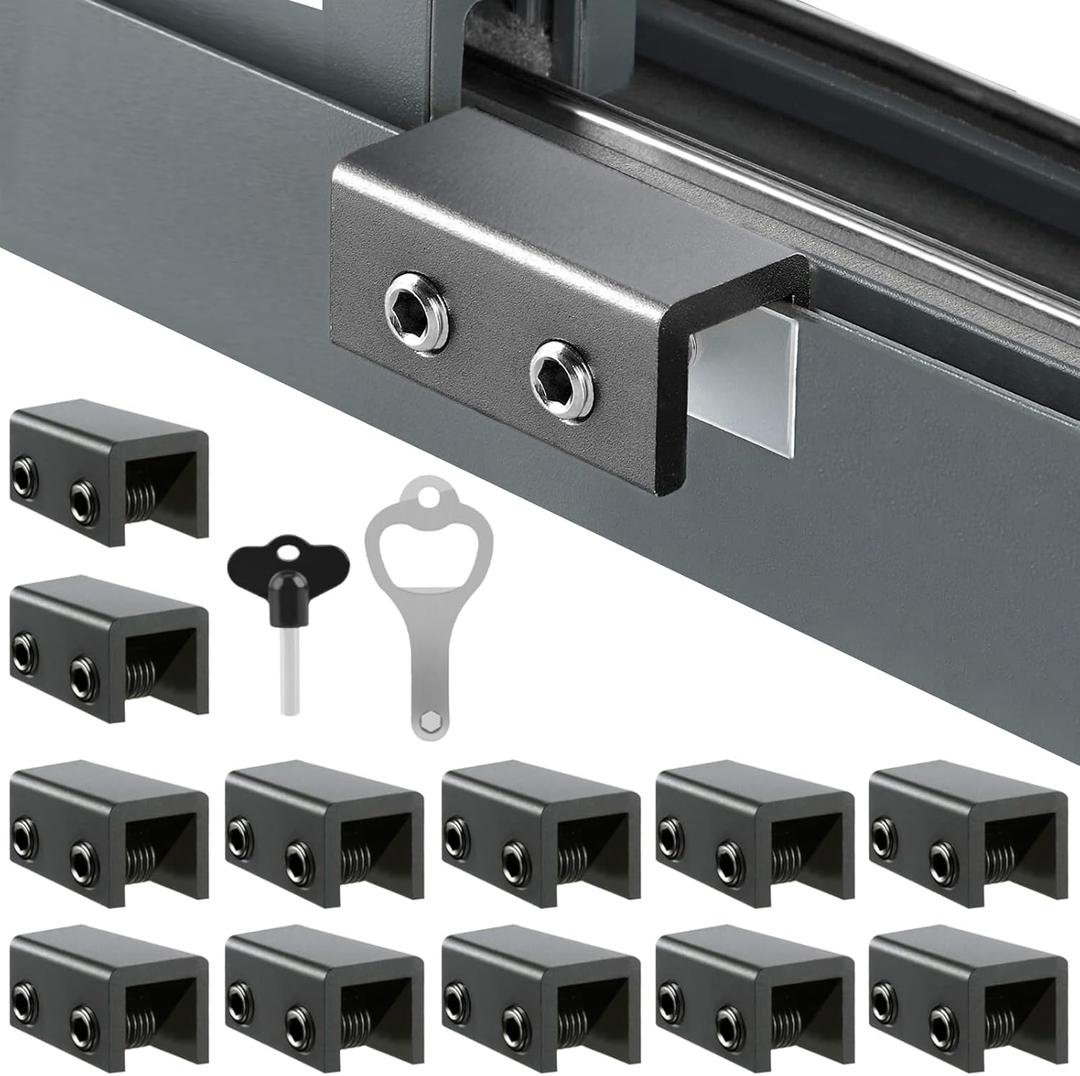 Sliding Window Locks (12 Sets), Security Window Locks with Keys, Adjustable Aluminum Sliding Window Stops, Easy Installation Without Drilling, for Vertical and Horizontal Sliding Windows
