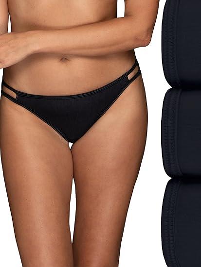 Vanity Fair Women's Illumination String Bikini Panties, Silky Stretch & Satin Trim, 6/M