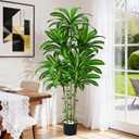 Dolicer 5FT Tall Look Real Artificial Dracaena Tree Indoor with Black Planter, Realistic Artificial Fake Faux Indoor Plants with Natural Trunk and Lifelike Leaves for Home Office Living Room