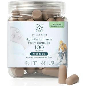 Happy Hippo Soft Foam Earplugs, 33 dB NRR, (50 Pair, 100 Ear Plugs), Maximum Protection for Sleeping, Power Tools, Loud Work Environments (Beige)