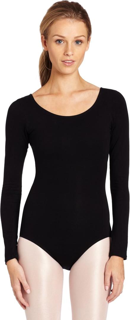 Capezio Womens Cotton Classic Long Sleeve Leotard (Small, Black)