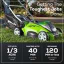 Greenworks 40V 16in Push Lawn Mower, 4.0 Ah Battery and Charger, Cordless