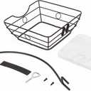 Livabber Countertop Fruit Basket Bowl with Banana Hanger, Modern Standing Fruit Vegetable Bowl Storage, with Banana Tree Holder for Kitchen Dinning Table (Square Marble, Black)