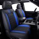 YIERTAI for Dodge RAM Seat Covers fit 2009-2025 2026 1500HD 2010-2026 2500/3500HD Crew Double Quad Rebel Cab Laramie Big Long Horn Rebel Tradesman Leather Seat Covers(5 PCS Full Set/Black-Blue)