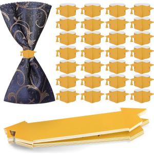 30pcs Graduation Paper Napkin Rings with Gold Foil Inspirational Word Graduation Cap Napkin Ring Holders for Graduation Party Celebration Holiday Dinner Table Decorations(Gold)