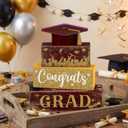 CroBlissful 4 Pcs Congrates 2026 Graduation Table Decorations Graduation Tiered Tray Decorations Red Gold Class of 2026 Wooden Block Centerpiece Sign Farmhouse Congratulate Gifts for Home Shelf