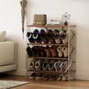 YQJJGL 4‑Tier Shoe Rack, Solid Wood and Acrylic, Walnut, 29" W