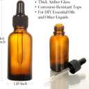 4 Pack, 2 oz Bottles with Dropper & 1 Funnel & 4 Labels - Essential Oils Bottles for Health, Personal Care & Beauty - 60ml Thick Dark Amber Glass Tincture Bottles, Refillable Cosmetic Containers