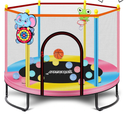 Pink Indoor Trampoline for Kids 2-5, 5ft Mini Indoor & Outdoor Small Toddler Trampoline with Net and Basketball Hoop