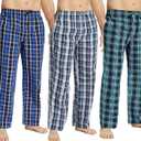 JupiterSecret Mens Cotton Pajama Pants Set Lightweight Plaid Sleep & Lounge Pants, PJ Bottoms with Pockets and Button Fly, X-Large