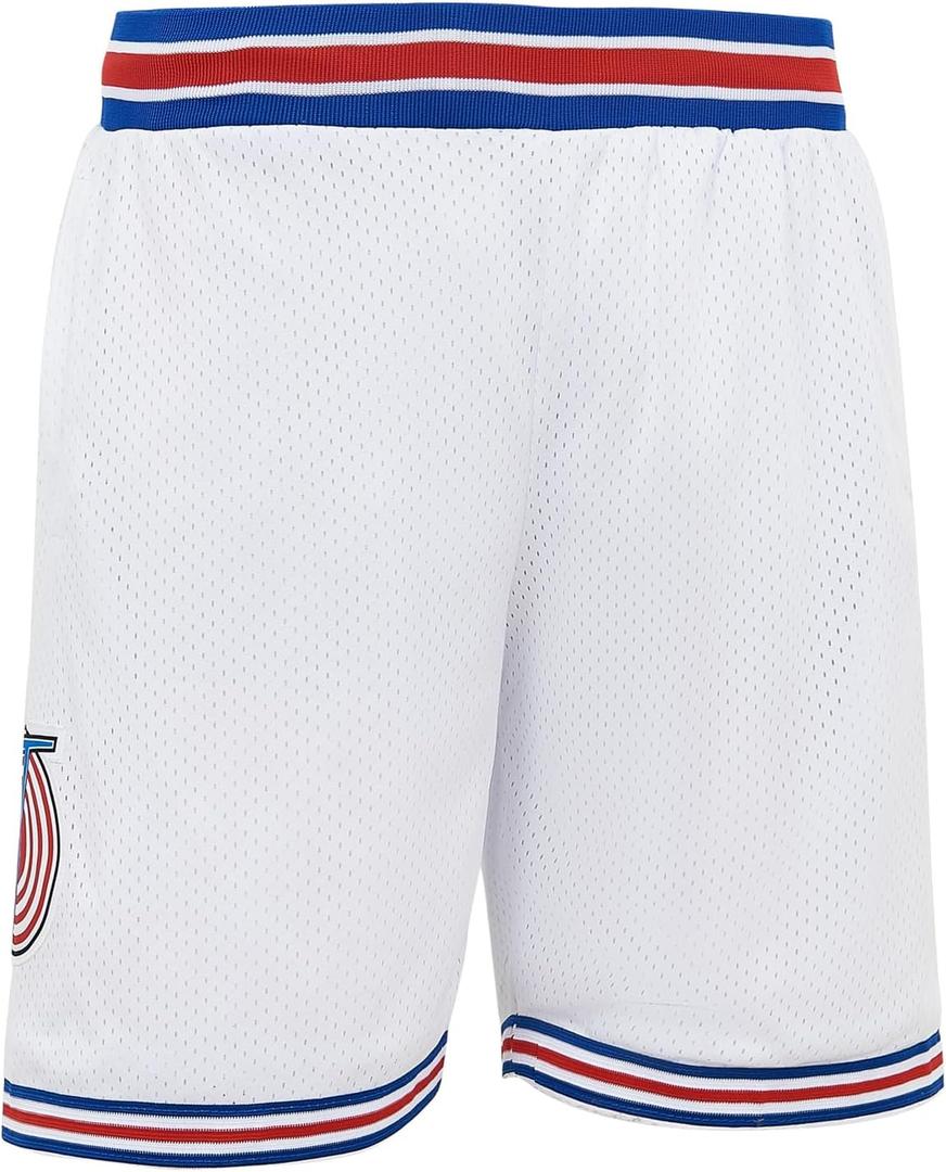 CNALLAR Men's Basketball Shorts Space Movie Basketball Shorts White/Black (Large)