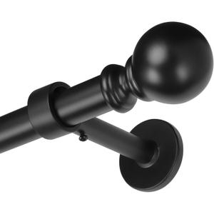 Heavy Duty Curtain Rods 32-168 Inches (2.5-14ft) Adjustable - Seamless Inner Thread Connection 1 Inch Diameter Long Drapery Rod for Living Room Bedroom Windows Adjustable Brackets, Black