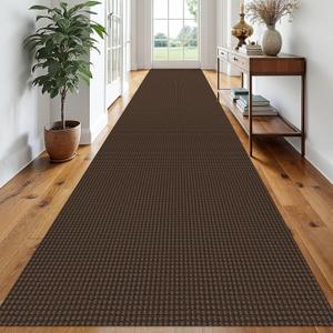 EARTHALL Runner Rug 3x20 Ft Washable Runners for Hallways Extra Long Woven Non Slip Entryway Runner Braided Kitchen Runner Indoor Outdoor Carpet Runners for Hotels, Officel, Stair, Brown